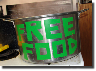 large pot with free food logo